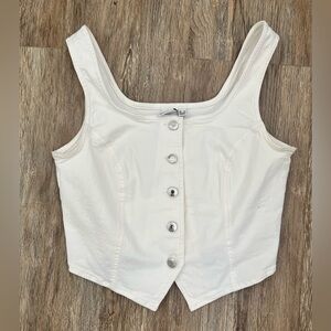 Vero Moda Cream Button-Up Crop Top